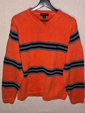Vintage Nautica cotton knit v-neck sweater